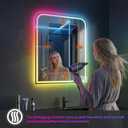 Antok LED Bathroom Mirror 60" L x 30" W, LED Mirror with Lights for Bathroom, Lighted Vanity Mirrors for Wall, Anti-Fog, Dimmable, Tempered Glass, Memory Function, 11 Colors, Safe Use, RGB Multicolor