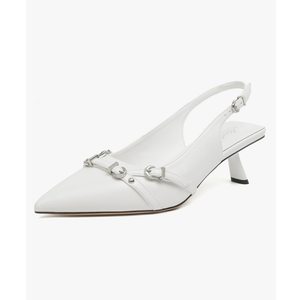 Mostrin Kitten Heels for Women Pointed Toe Pumps Patent Leather Low Heel Slingback Heels with Buckle Dress Shoes for Dating Party Working, 7.5