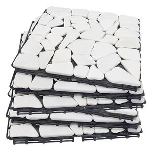 Decking Natural Pebble Interlocking Floor Patio Tiles, Indoor & Outdoor Interlocking Tiles 12"x12" 6pcs - A Great Upgrade Option for Garden Patio Path (White)