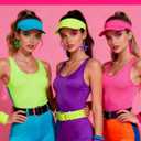 7 Pairs 80s 90s Neon Earrings for Women, Lightweight Colorful Acrylic Statement Earrings, Big Hoop Designs, Comfortable for Retro Outfits, Glow Parties & Music Festivals