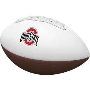 Logo Brands NCAA Official Size Autograph Football -Smooth White Panel for Nil Signatures, Display, or Nil Collecting NCAA Fan Memorabilia (Ohio State Buckeyes)