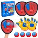 JoyCat Toss and Catch Ball Game with 2 Gloves for Kids & 2 Paddles for Adult or Kids, Outdoor Toys for Family Camping, Beach & Yard Games, Toddler Baseball Glove, Gifts for 3-12 Year Old