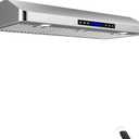 EKON 42 inches Under Cabinet Range Hood, 900 CFM Stainless Steel Kitchen Chimney Vent, 4 Speed Touch Screen Control With Remote 2Pcs 3W LED lights Dishwasher-safe Filters Fan Timer