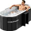 Portable Bathtub for Adult 59" Large Collapsible Cold Plunge Bathtub Foldable No Installation Ice Bath Tub for Shower Stall, Bathroom Hot SPA Soaking Standing Tub, 59''Lx21.6''Wx19.7''H