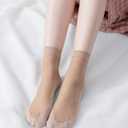 5 x Women's 10 Pairs Silky Thin Nylon Short Ankle Socks (Gold)