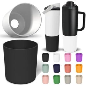 2 Pack Higher Silicone Boot for Owala Water Bottle 30oz & 40oz FreeSip Sway & Tumblers - Extra-Thick & Tall Protection Anti-Slip Base Cover, Prevents Scratches Water Bottle Accessories(Black/White), Pack Of 2