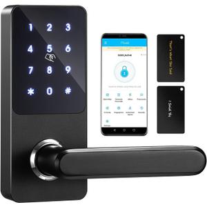BBEN Keyless Entry Door Lock with Right Handle,Touchscreen Keypad,Electronic Digital Bluetooth Smart Biometric Door Lock,Auto Lock,App Control,Front Door Lock for Home Apartment Office