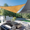 12' x 12' x 12' Triangle Sun Shade Sail Canopy Mesh Fabric UV Block, Sun Shade Sail Canopy Awning 190 GSM Permeable Shade Cloth, for Yard Patio Outdoor Backyard Garden, Beige