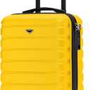 Flight Knight Carry On Suitcase 18x14x8" Hardside Built In TSA Lock & USB Port Lightweight Luggage Silent Double Spinner Wheels Maximum Underseat Carry-On Bag For American & United Approved Airlines (Yellow)