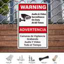 2 Pack Video Surveillance Signs Bilingual 12 8 Inches Rust Free Aluminum UV Protected Reflective Waterproof Sign with Pre-drilled Holes for Indoor Outdoor Use
