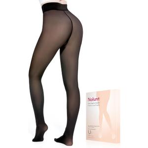 NOLUNT Fleece Lined Tights Sheer Women,Fake Translucent Warm Pantyhose Leggings Sheer Thermal Tights for Women in Winter (Medium Plus)
