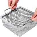 Floor Drain Strainer 304 Stainless Steel, Double Handle Basket, 1.0Mm, 8-5/8"W x 8-5/8"L x 3" H Floor Sink Strainer, Super Large Drainage Area Floor Drain Filter- Perfect for Restaurant, Bar, Buffet