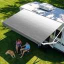 RV Awning Fabric Replacement, 19.5oz Heavy-Duty Vinyl Camper Awning, Heat-Sealed Seamless, DIY Setup, UPF 50+ Waterproof Canopy for Camper, Trailer, Motorhome (Graphite Gray, 17FT(Fabric 16'2"))