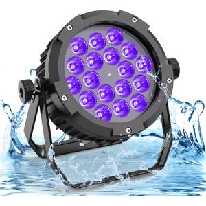 18x18W RGBWAUV 6-in-1 Waterproof Par Light, IP67 Cast Aluminum Stage Wash Light with Intelligent Temperature Control, 45° Wide Beam, DMX Chainable Outdoor Lighting for Wedding Pool Party Concert