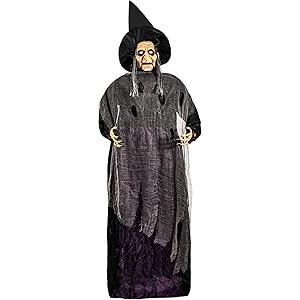 ELAMAS Animatronics 64 inch Dancing Witch Halloween Decorations - Sound Activated with Creepy Sound, Spooky Move, Light Up Eyes, Haunted House Scary Decor Horror Prop for Indoor, Outdoor, Yard Lawn