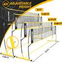 Dimples Excel 12x8 FT Professional Portable Volleyball Net Set with 4 Adjustable Height Levels (5.05–8 FT), Includes Volleyball, Pump, Carry Bag and Sandbags for Indoor/Outdoor Training