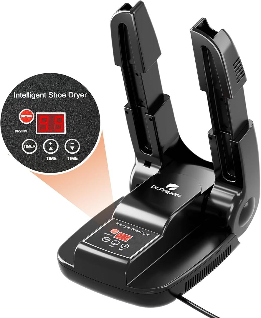 Dr. Prepare Boot Dryer Shoe Dryer, Glove Dryer & Boot Warmer with Heat Blower, Portable Adjustable Rack and Timer, Folding Design & Quick Drying for Shoes, Gloves, Hats, Socks, Ski Boots, Smart Panel