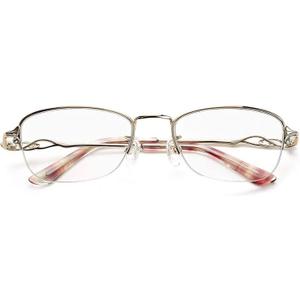Progressive Multifocal Computer Reading Glasses Half-rimless Presbyopic Eyewear Blue Light Blocking Multifocus Readers Eyeglasses Women (Golden, 1.50)