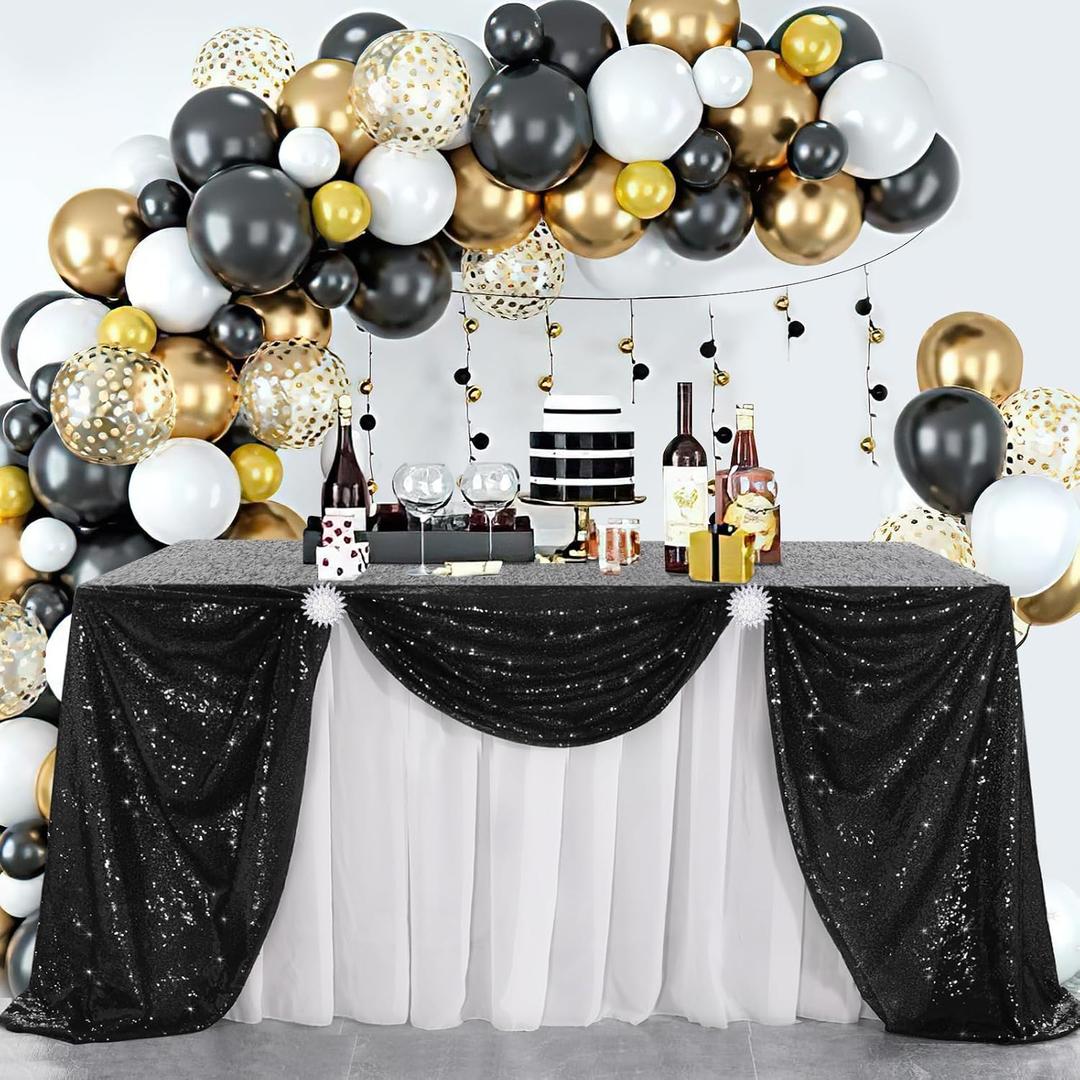 B-COOL Black Sequin Table Overlay 50x50 inch Square Sequin Tablecloth Halloween Sparkle Glitz Tablecloth Popular Sequin Decoration Tableclcoth