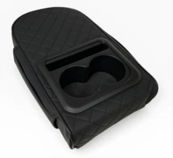 Car Armrest Cushion - Multifunctional Faux Leather Armrest Cushion with Cup Holder, Phone Storage, and Ergonomic Design for All Seasons (BLack)
