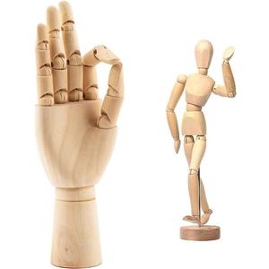 Pack of 2 12" Art Drawing Hand Model,8" Artist Wooden Mannequin Figure Human People Dolls Manikin Supplies Stop Motion Figure Kit, Wooden Tools Posable Figure for Drawing, Painting, Sketching