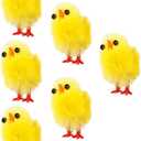 Plastic Plush Chicken Mini Plush Easter Chicks Furry Baby Chicks Figurine Miniature Farm Animals Figure Cake Toppers Decor Easter Party Basket Filler 6Pcs Chicken Figures