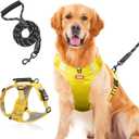 Wanheart Anti-Yank Dog Safety Vest with 2 Belt Buckles, Adjustable Soft Padding, Reflective Oxford Material, with Easy Control Handle (Yellow, L:Neck (18-25''), Chest (21-27''), 30-49lbs)