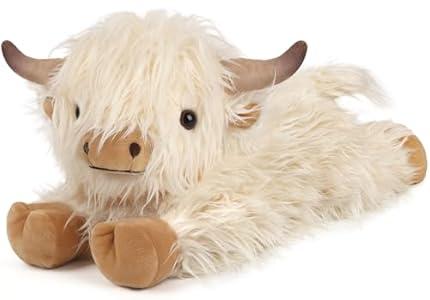 Highland Cow Stuffed Animals, Microwavable Stuffed Animal Adorable Fluffy Highland Cow Plush for Warmth Comfort, Heatable Coolable Lavender Scent Toy, Cute Soft Plushies Gift for Kid Boy Girl & Adult