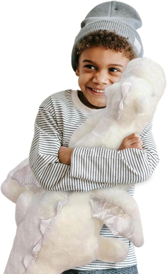 Pterosaur Stuffed Animal with Wings - Cute Soft Dinosaurs Plush Toys Little Flying Dragon Plushies Pillow Doll Christmas Birthday Gifts for Kids Boys Girls (White,35.43inch/90cm)