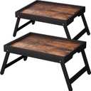 Fibogollo 2 Pack Wooden Bed Tray Table with Folding Legs,Breakfast Trays,Serving Tray for Food and Snack,Laptop Trays for Working