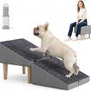 2-in-1 Folding Dog Ramp & Stairs for Small Dogs and Cats Split Ottoman for Couch/Bed, with Removable Washable Anti-Slip Mat & Cleaning Brush, Light Grey
