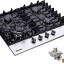 DM4188-01 24-Inch Dual-Fuel Gas Cooktop, 5-Burner LPG/NG Convertible Stovetop With Tempered Glass Surface