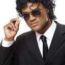 boys Wet Look Costume Wig, Black, One Size US (Black)