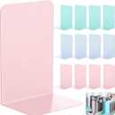 Beeveer 6 Pairs Metal Bookends Book Stopper for Shelves Office Book Holder Library Bookend for Heavy Books Desk Home Bookshelf School (Macaron Colors)