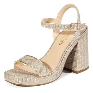 DREAM PAIRS Heels for Women Block Chunky Platform High Heels Open Toe Fashion Wedding Party Evening Prom Dance Ankle Strap Dress Pump Sandals Shoes,9 Size