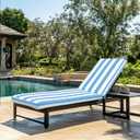 Only choice 2 Pieces Set Outdoor Lounge Chair Cushions Patio Chaise Lounge Replacement Cushions Furniture Seat Cushions (Sky Blue White Striped)