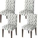 Horaldaily 4PCS Christmas Dining Chair Covers,Watercolor Christmas Trees Stretch Removable Washable Slipcover Chair Protector for Dining Room Home Decor (Green)