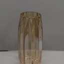 Lucky Bird Amber Glass Vase - Modern Tall/Short Ribbed Vase for Flowers & Candles - Amber H11.8" Centerpiece HomeDecor