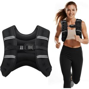 Weighted Vest, 8lb Weight Vest with Two Adjustment Straps for Men Women, Weight Vests with Reflective Stripe for Strength Training, Running, Jogging, Walking (Black) 8LB