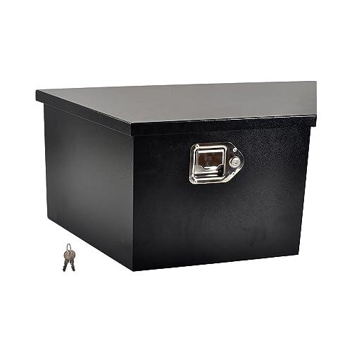 FGJQEFG 26 Inch Black Steel Utility Trailer Tongue Tool Box Wide Utility Trailer Tongue Toolbox RV Storage OrganizerTrailer Storage Tool Box With Lock & Keys (26"X13.3"X12")
