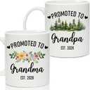 Breezy Valley Gifts for New Grandparents, Promoted to Grandma and Grandpa Coffee Mugs EST.2026, First Time Grandparents Gifts, Pregnancy Announcement Baby Reveal Mugs for New Grandma Grandpa Set