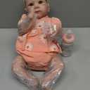 Aori Lifelike Reborn Baby Dolls Girl 20 inches - Realistic Newborn Doll with Soft Cloth Body and Feeding Toy Set, Gift for Seniors, Collectors and Kids 3+ (Pink Sunflower)