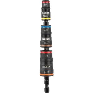 Klein Tools 32933 Klein Tools 32933 Impact Driver, SAE 7-in-1 Impact Rated Socket Set, 3 Flip Sockets with 6 Hex Driver Sizes and 1/4-Inch Bit Holder, 5-Inch Shaft