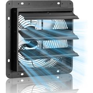 10 Inch Shutter Exhaust Fan, 890 CFM High-Speed Wall Mounted Exhaust Fan, 45dB Quiet Cooling Ventilation Attic Fan for Shed, Garage, Greenhouse, Basement, Chicken Coop, Generator Room, Black