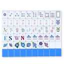 Arrowbash 160 Pcs American Mah Jong Set 1.2 x 0.87 Inches Blue Back Melamine Mini Mahjong Tiles, Carved Pattern for Adult Social Games, Mahjong Lovers, Beginners
