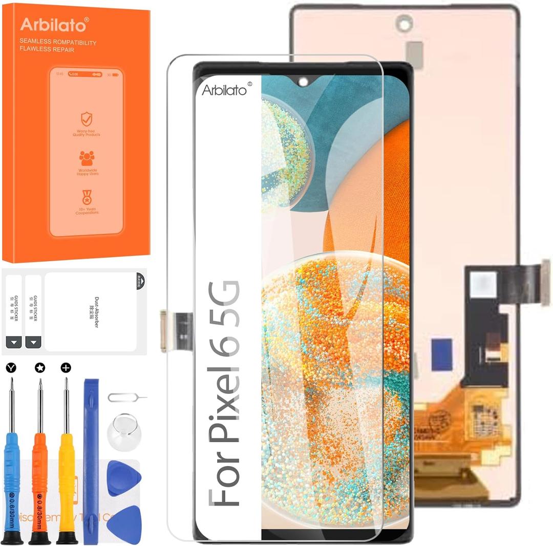 OLED for Google Pixel 6 Screen Replacement, AMOLED Display, Digitizer, Glass & Tools Compatible with Google Pixel 6 (6.4 Inch)Black No Frame