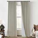 PANELSBURG Modern Farmhouse Curtains for Living Room,Back Tab Hooks Pleated Farm House Style Blackout Vintage Curtains for Dining Room Window 2 Panels Set,108 Inch Long,Oatmeal/Tan Beige/Sand Color