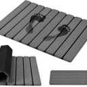 Foldable Stone Bath Mat, 2 PCS Quick-Dry Diatomaceous Earth Stone Drying Mat for Bathroom, Non-Slip Rubber Base, Shower Mat Outside Shower, Easy to Store, Easy to Clean (Grey 24"16" & 8"x4")