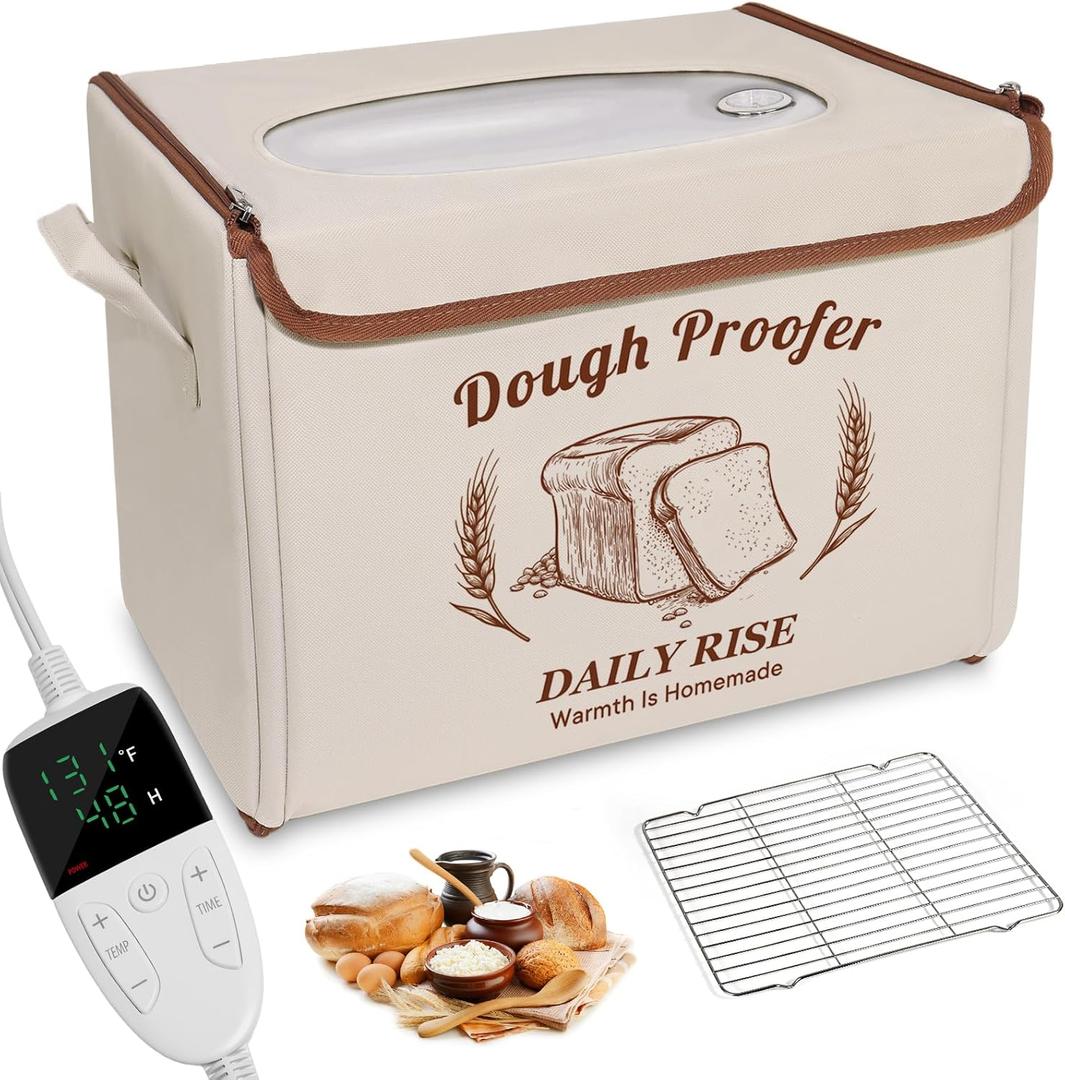 Folding Bread Proofing Box - Foldable Dough Proofer Boxs, with 6-speed 50-131 Temp Control & 9-speed 48H Timer, Fermentation box for Sourdough, Pizza, Yogurt, Kombucha