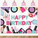 Avezano Spa Party Backdrop Pink Makeup Happy Birthday Decorations Background for Girls Spa Day Make up Hot Pink Theme Party Decor Photo Booth Props, (8x6ft)